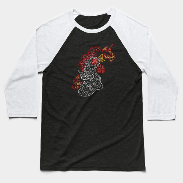 Gerald the Fire Breathing Chicken (Ghostly Edition) Baseball T-Shirt by mm92